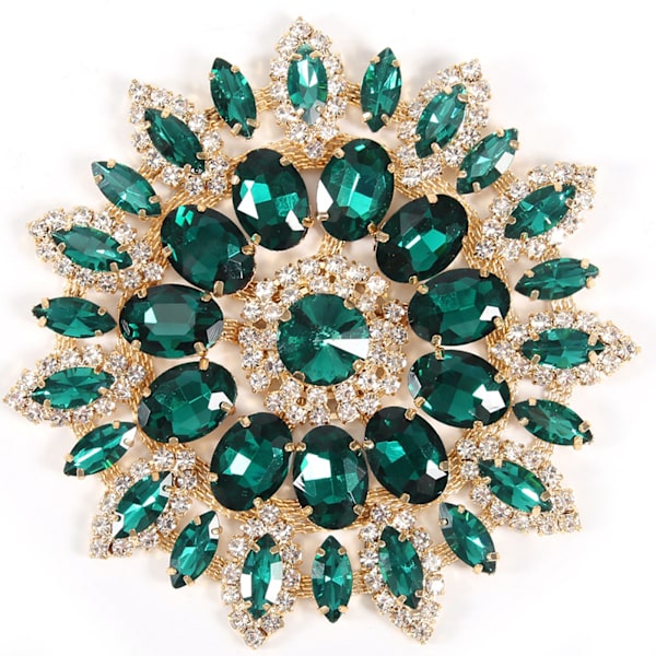 Kristallglas Rhinestones Dekoration DIY Kläder Kvinnor Tillbehör 11cm(Grön Gyllene Bas)
