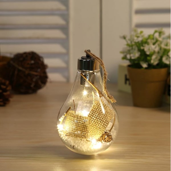 Globe Hängande Lampor, Simuleringsglödlampa Med Juteband & Kottar, Designade För Festliga Bröllopshängande Dekorationer (6st)