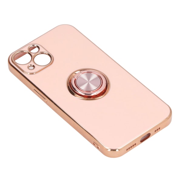 Mobiltelefonetui til iPhone 13 med rosegold glitterbelagt ringstativ Ultra tyndt fleksibelt TPU telefonbeskyttelsesetui