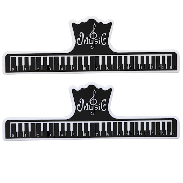 2 stk. Musikbogsnoteklemme Plastsideholder Musikinstrument Performance Tilbehør Gul/Sort Sort