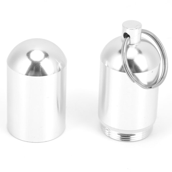 Bärbart Pillerfodral, Mini Förseglad Burk med Vattentätt Hölje i Rostfritt Stål, Medicinbehållare i Aluminiumlegering med Nyckelring för Utomhusaktiviteter