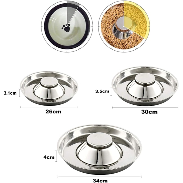Valpskål med halkfri botten, rostfri slow feeder med lättrengjord yta, stapelbar design för praktisk förvaring, högkvalitativt material för