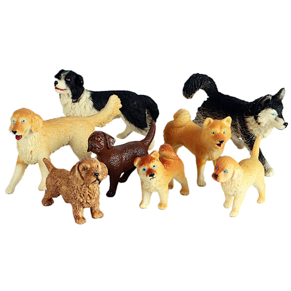 Modelllekesett med hundefigurer - Simulerte PVC-hundfigurer - Dyrelekesett - Pedagogiske læringleker for barn