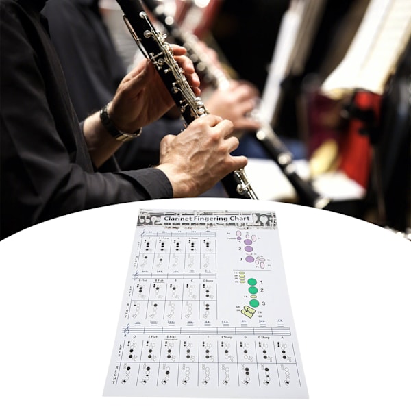Klarinett grepptabell Clarionet ackord affisch träningsdiagram Musikinstrument tillbehör för nybörjareL 56cm