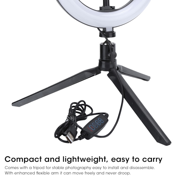 UN‑205 3‑farget ringlys LED stativstativ fylllampe 20cm for skjønnhetsfotografering Live