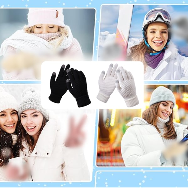 Vinter Touchscreen Handsker Varme Fleece Foret Strikkede Handsker Elasti