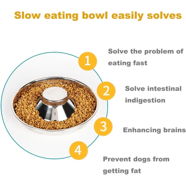Valpskål med halkfri botten, rostfri slow feeder med lättrengjord yta, stapelbar design för praktisk förvaring, högkvalitativt material för