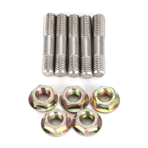 5st Rostfritt Stål M8 x 1.25 42mm Pinnbult Låsmutter Passar Garrett T28 GT22 GT25 GT28