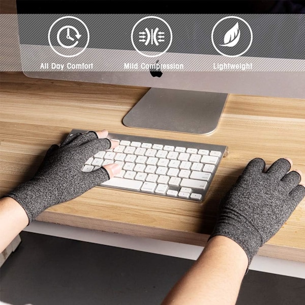 1 par artrit kompressionshandskar för kvinnor män, fingerlösa andningsbara och fuktavledande kompressionshandskar för att lindra karpaltunnelvärk,