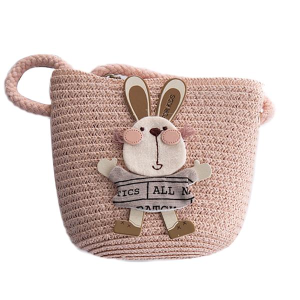 Børns sommer tegneserie kanin halm messenger tasker mini strand taske børn barn croosbody skuldertaske