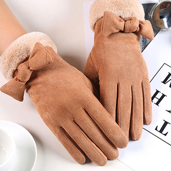 Women Winter Gloves With Touch Screen Fingers Warm Suede Glove