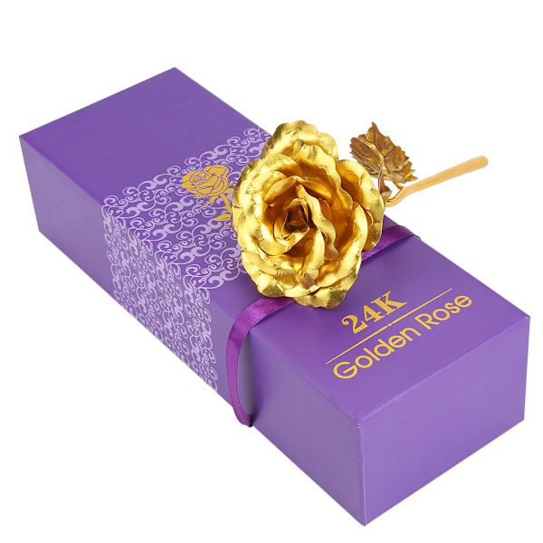 24k Guldfolie Samlarobjekt Ros Blomma Unik Present till Flickvän Mamma Fru Konstgjord