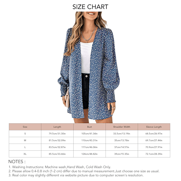 Women Lantern Sleeve Cardigan Fashionable Classic Leopard Print Fall Winter Long Sleeves Printed Shirts Tops Blue L