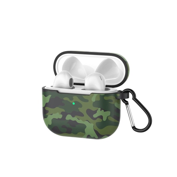 Silikoneetui Kompatibel med 3 2021 Trykt Fuld Beskyttelse Cover Trådløs Earphone Etui Stødsikkert Cover med Karabinhage
