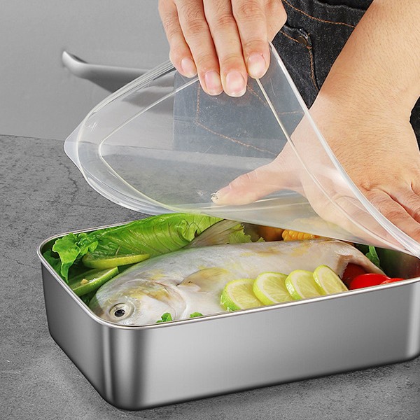 Rustfrie stål matbeholdere, matpakke lunsj Bento-boks, perfekt for kjøkkenfryser og mikrobølgeovn, rektangulær gjenbrukbar