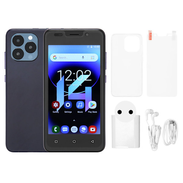 I14 Pro Max 5.0in 3G Smart Phone Face Unlocked Phone 4GB RAM 32GB ROM Dual Cards Dual Standby För Android 10 System 100‑240V Lila