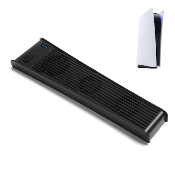 Peliohjainjäähdytystuuletin PS5:lle, USB-jäähdytin 3 tuulettimella PS5 DE/CDROM -pelilaitteelle (musta)