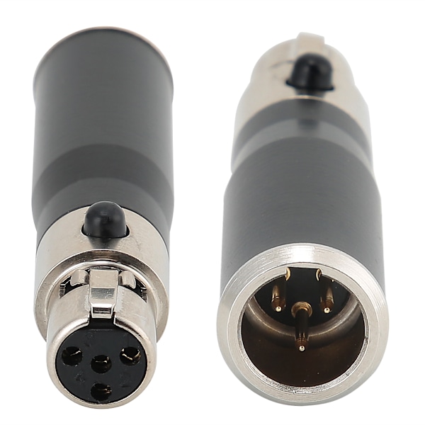 2PCS Mini XLR 3-polig hane till Mini XLR 4-polig hona zinklegeringshölje ljudadapterkontakt