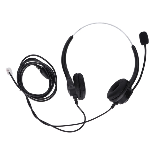 RJ9 Telephone Headset Corded Binaural Phone Headphone with Noise Cancelling Mic for Call Center Customer Service