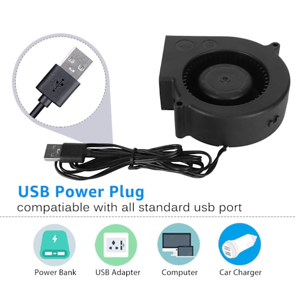 USB-fläkt 3,8 tum 3 hastighetslägen DC 5V borstlös 3800 RPM 22 CFM datorkylningsfläkt för PC-elektronik 3D-skrivare
