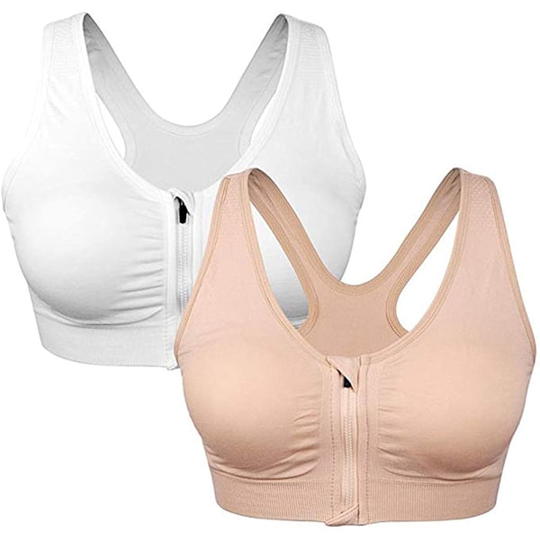 Women's Zip Front Sports Bra Wireless Post-Surgery Bra Active Yoga Sports Bras