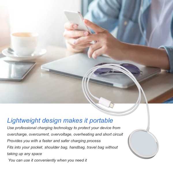 15 W magneettinen langaton laturi langaton latausalusta iPhone 13 13 Pro 12 12 Pro Valkoinen