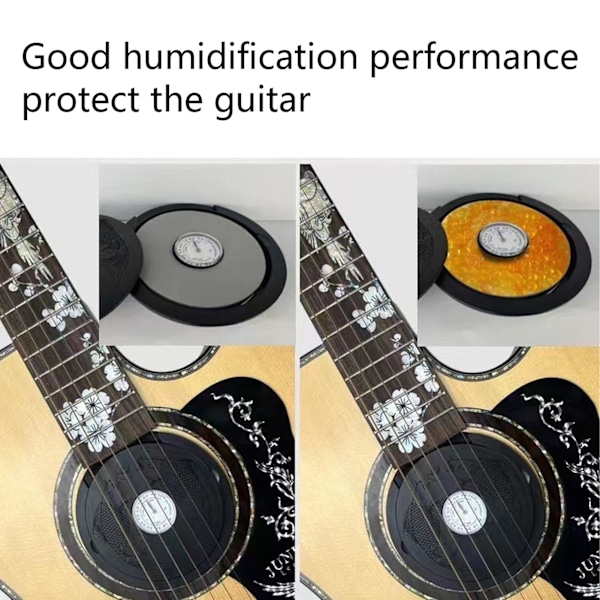 Gitarr ljudhål fuktare med hygrometer fuktighetsmätare Folk akustisk gitarr ljudhål fuktare Vit