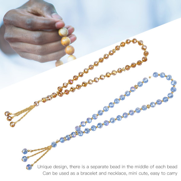 2 st bönepärlor Mini Blå Champagne Färg 33 Pärlor Muslimsk Tasbih med Sapcer Pärlor för Daglig Dekoration Present