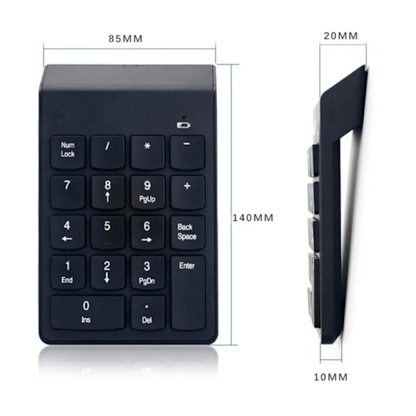 Office Assistant: Kompakt Trådlöst Numeriskt Tangentbord, Ergonomisk Lutning För Bekväm Användning På Kontoret Eller Hemma, Portabel Design, Hög Kompatibilitet Med Datorer Och
