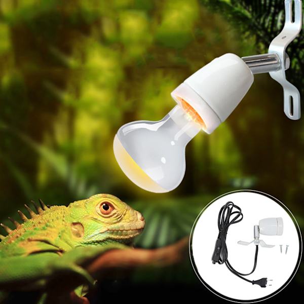 E27 drejelig reptil kæledyr klip varmelampe pære base fatning holder 300W 110-240V EU stik