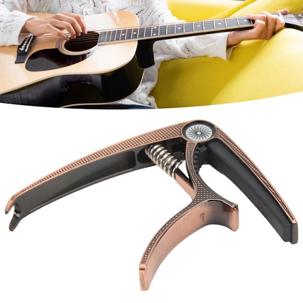 6-strengers akustisk capo i høy styrke metall, universal elektrisk gitar capo for ytelse, rød kobber