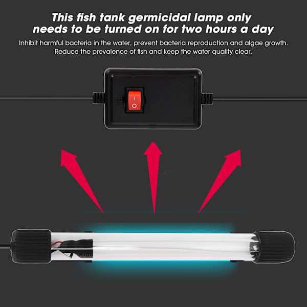 Fisketanklampe UV Ultraviolet Sterilisering Alger Fjernelse Dykning Fisk Dam Aquarium LampeEU Stik 220V
