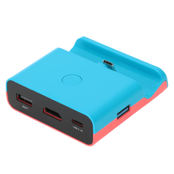 HDMI-videokonverteradapter til Switch/Lite-spilkonsol, bærbar mini-opladningsdock-stand, blå, rød