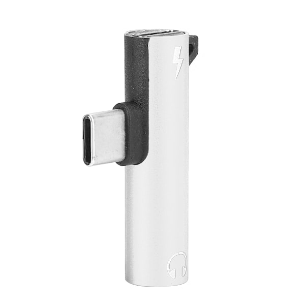 2 kpl 2-in-1 TypeC - 3,5 mm:n ääniaukon kaapelilaturi, kuulokemikrofonin jakosovitin (hopea)