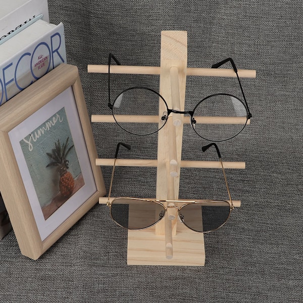 Wood Glasses Frame Stand Eyeglasses Sunglasses Display Holder Rack Shelf (4Pair)