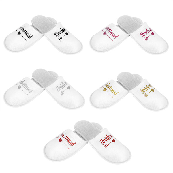5 par brudesvenn brev mønster engangsfestslippers fotorekvisita bryllupsutstyr