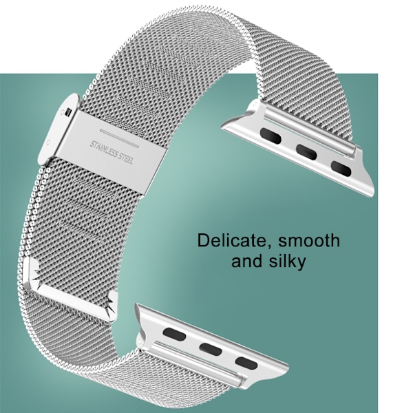 Kompatibel för Apple Watch Band 38-40mm /42-44mm, Rostfritt stål Loop Spänne Metallrem Armband Loop Replacement Band för Iwatch Series 4, Series