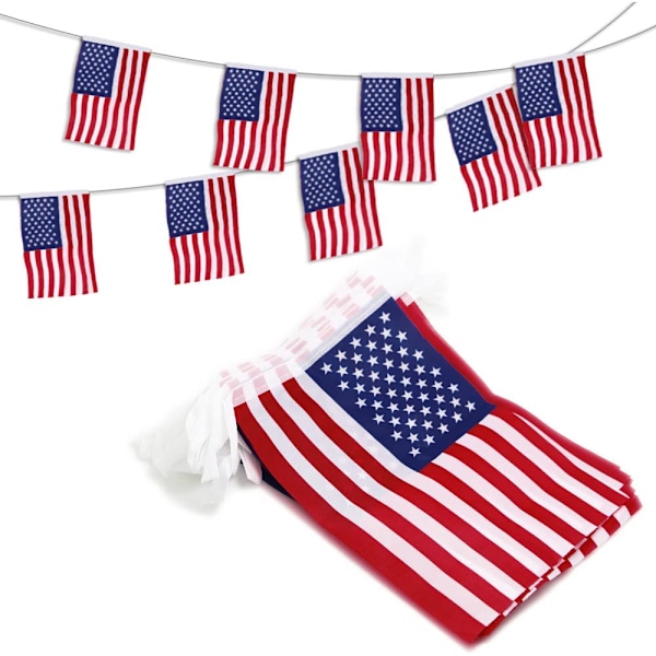 Mångsidig Dekoration för Patriotiska Evenemang, Amerikanska Vimpelgirlanger med Polyestermaterial - Lättanvända, Livfulla Färger (60 st)