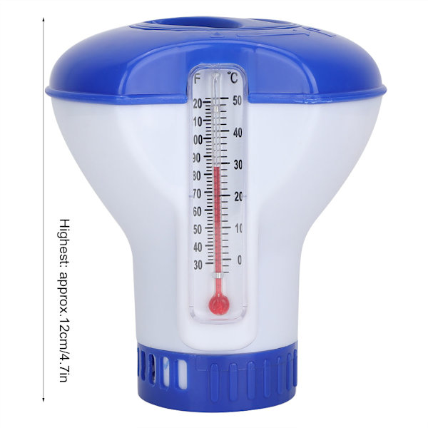 Flydende swimmingpool kemisk klor dispenser med termometer tablet holdere