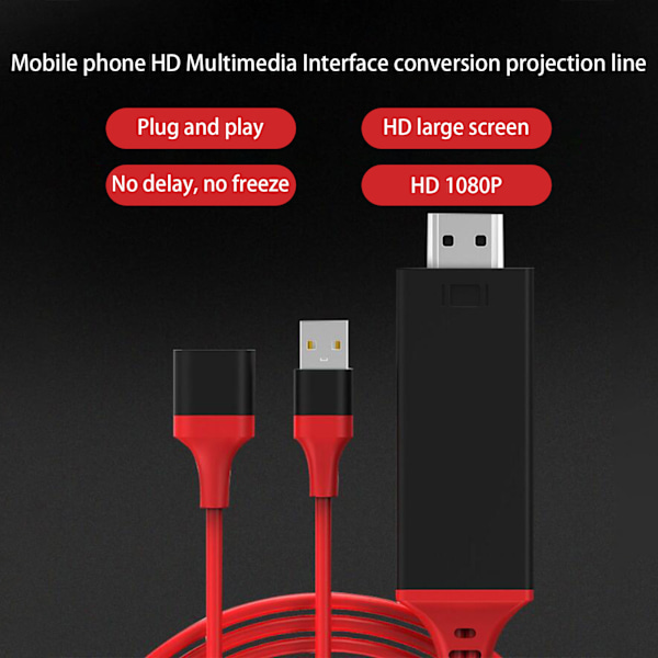1080p TypeC Mobiltelefon til HD Multimedia Interface Kabel USB Adapter til IOs Android(Rød )