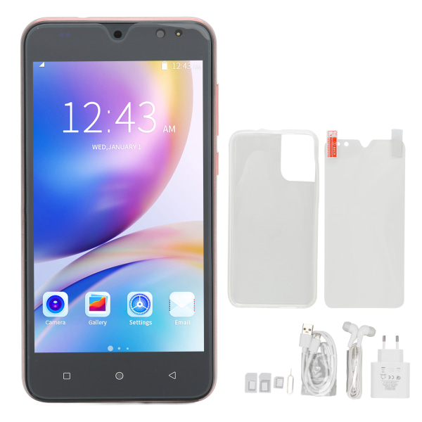 5.45 Inch FHD Smartphone Face Unlock 2GB RAM 16GB ROM Dual Card Dual Standby 3G Cellphone for Android 10 100‑240V