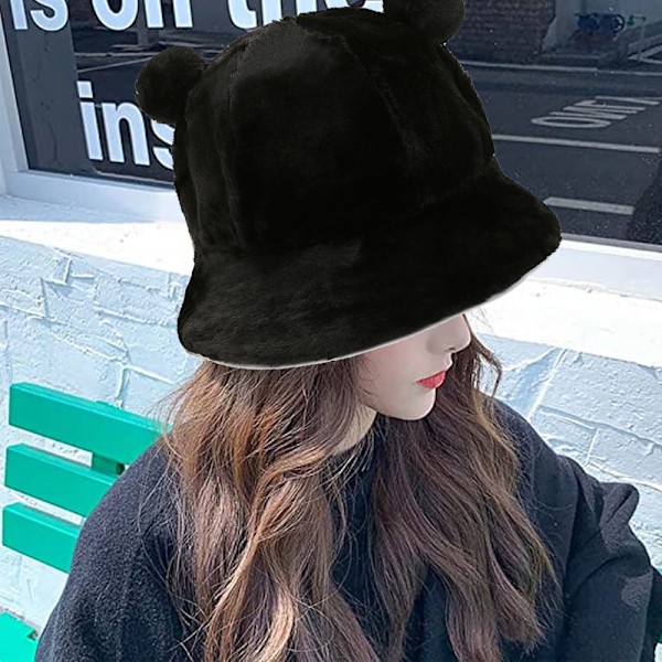 Bucket Hat med søt fiskerhatt Vinter Hold Varme Morsom