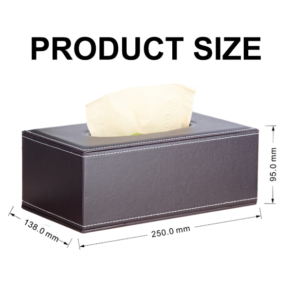 Serviettboksdeksel Rektangel, PU Lær Serviettboksholder Rektangulær, Kleenex Boksdeksler for Hjem/Kontor/Bildekorasjon