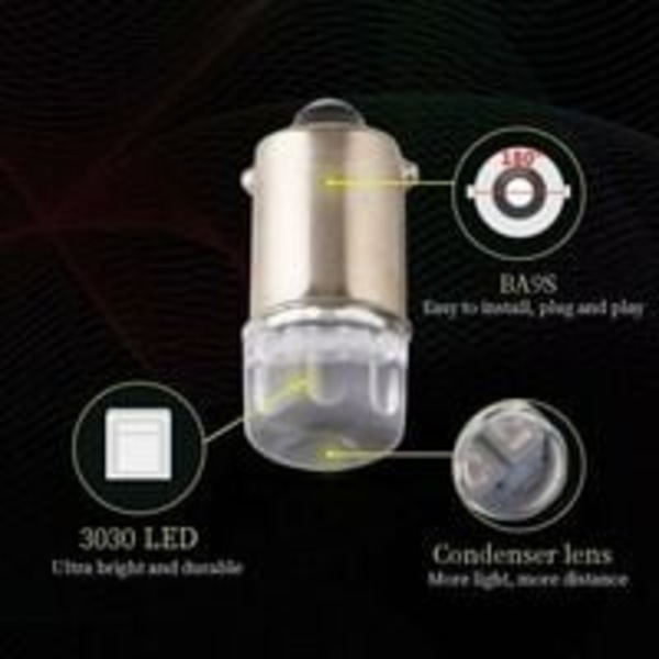 10 st T11 T4W Ba9S H6W 1895 3030 1W 1 Smd 1 LED Rv Bil Bakre Sido Markör Inre Indikator Vinkel Ljus LED Lampa 12V Dc Blå