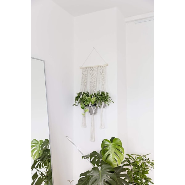 Makramee-lankapurkkikoriste - Boho-seinäkoriste Kukka Ripustuskorin Koti Puuvillaköysi Sisä- ja Ulkokäyttöön