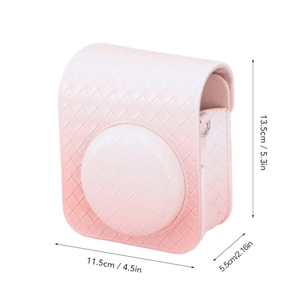 Øjeblikkelig kamerataske i PU-læder, regntæt, blød kamerabeskyttelsesetui med skulderrem til Fujifilm Instax Mini 12 Pink