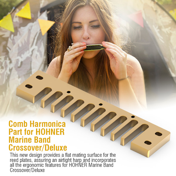 Aluminiumlegering Kam Harmonica Del för Hohner Marine Band Crossover / Deluxe (Guld)