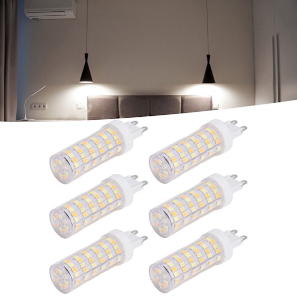 Energibesparande Ersättnings G9 LED-lampa Dimbar, Kronljusbelysning, 2700K Mjukt Varmvitt, 6 st Keramisk Bi-pin Sockel