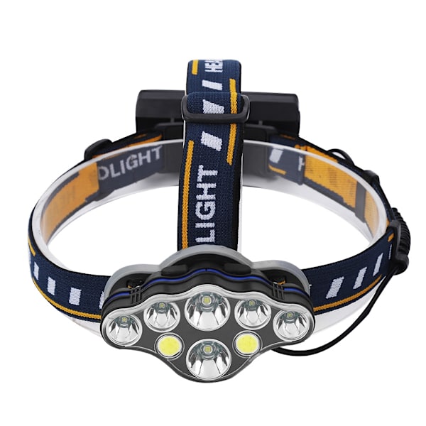Starkt ljus fiske pannlampa LED+COB utomhus vattentät ficklampa