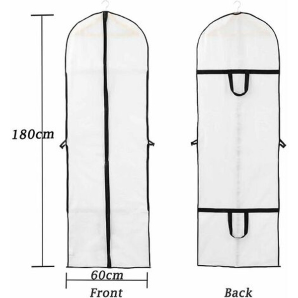 Bröllopsklänningsöverdrag 60x180cm Långt plaggöverdrag för brud och brudtärna Klänning Anti-damm Vattentät Mal Fukt Vikbar och bärbar Bilateral